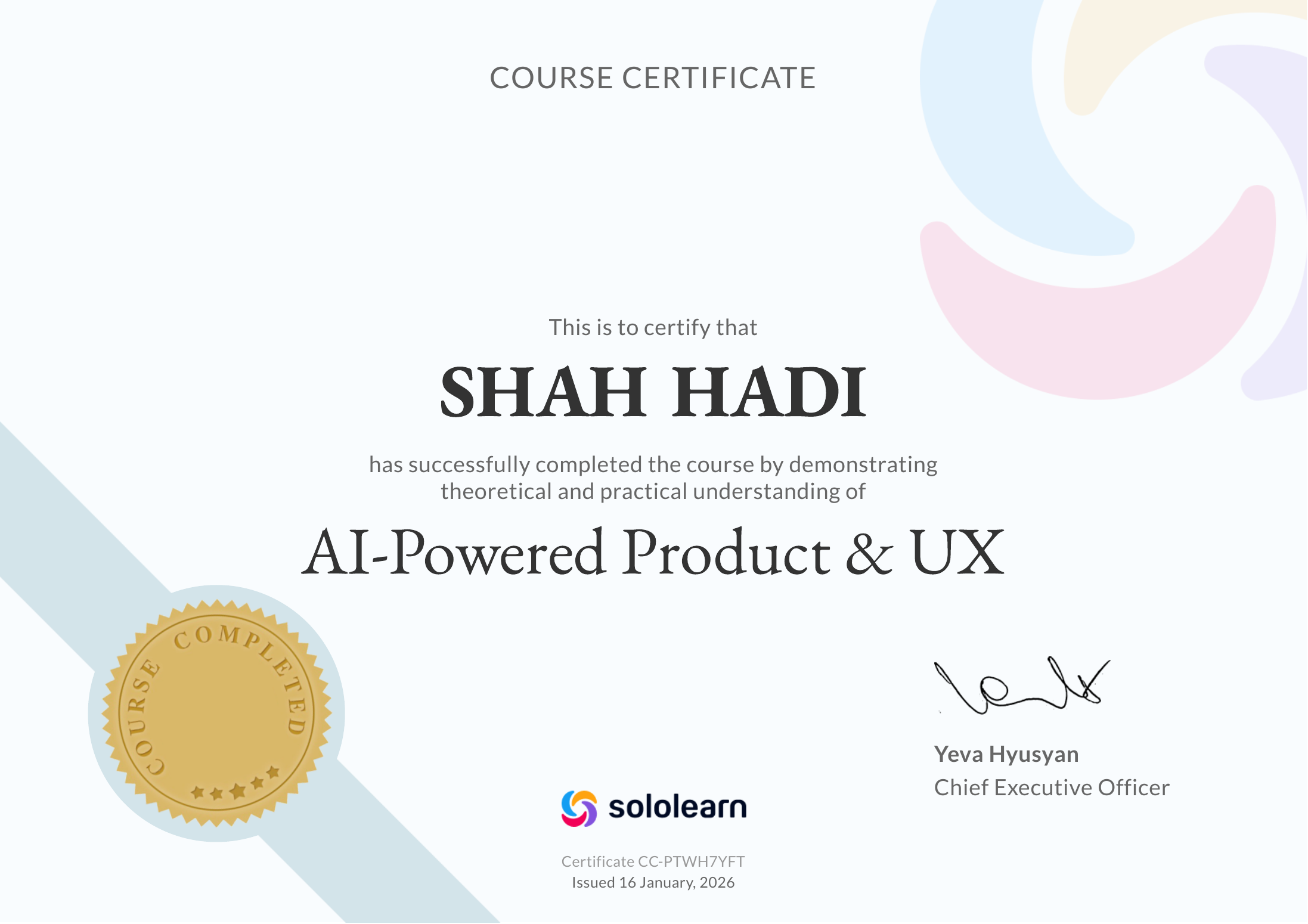 AI-Powered Product & UX certificate preview